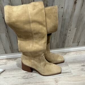 Vince Camuto Tan Suede Knee-High Heeled Boots